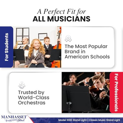 Manhasset Music Stand Light Clip On Attachment - Stand Lights for Musicians - Music Lamp for Orchestras - Piano Light - Piano Lamp | Clip-On Music Stand Light, Orchestra Stand Light, Piano Lamp, Sheet Music Illumination, Practice and Performance
