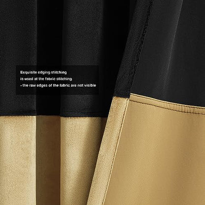 Luxury Black and Gold Velvet Blackout Curtains 90 inches for Living Room - color: Black & Gold, size: 52"W x 90"L (Pack of 2)