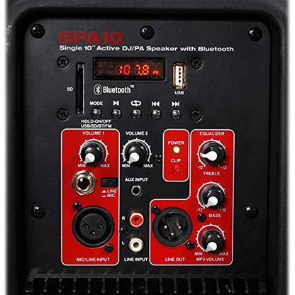 Rockville BPA10 10" Pro Powered DJ PA Speaker, w Bluetooth, 2-Pack