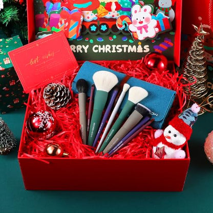 Makeup Brushes, EIGSHOW 5 Color Essential Travel Makeup Brush Set with Ultra Soft Synthetic Fibers for Powder Blush Concealer Contouring Highlighting - color: Light 5 colors