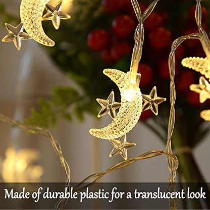 Fielegen 40 LED Moon String Lights Battery Operated 20ft Moon Mini Star Fairy Lights for Patio Garden,Wedding Garden Decoration,Party Festival Lights, Ramadan Decorations Light