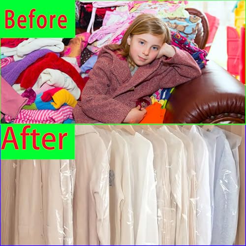20 Pack (18x 28In) Plastic Clear Clothes Covers,For children's clothes，Dry Cleaners Bags Hanging Clothing Covers Clear Garment Bags Hanging Dust-proof Clothing Protector Covers. - size: 18*28