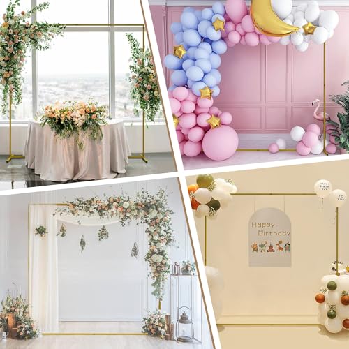 Wokceer Square Backdrop Stand Gold Metal Wedding Arch Stand 6.6FT x 6.6FT - color: Gold, size: 6.6FT x 6.6FT