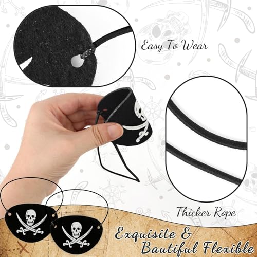 Pirate Costume Accessories Set with Red Bandanas and Eye Patches