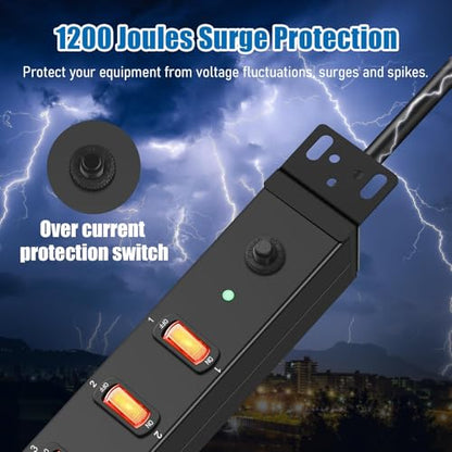 HHSOET 8 Outlet PDU Power Strip, 1U Rack Surge Protection, 15FT, Black, 1 - size: 15ft