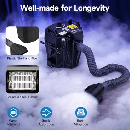3500W Dry Ice Fog Machine, Low Lying Fog Machine with 1614Ft² Coverage, 110V DJ Effect Smoker Atmospheric Effects Machine with Tube 10L Tank for Stage Party Wedding DJ Club