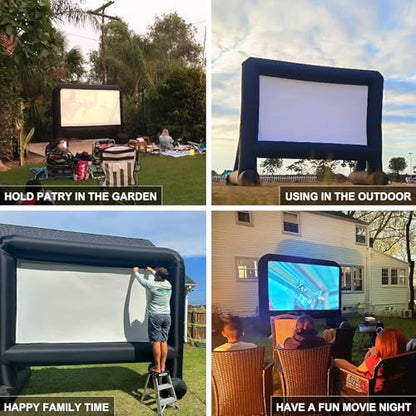 GZKYYLEGS 16ft Inflatable Movie Screen Outdoor Projector Screen with Air Blower Storage Bag - Front/Rear Projection, Easy Set Up Blow Up Screen for Backyard Movie Night, Theme Parties, Celebrations