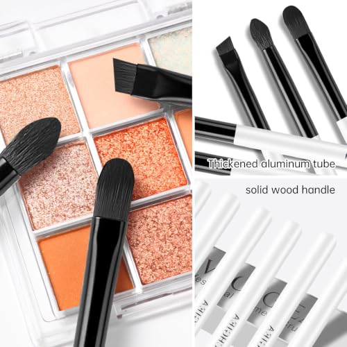 Eye Makeup Brush Set, 6 Pcs Professional Blending Eyeshadow Makeup Brushes for Concealer Eyebrows Eyeliner, Soft Hairs & Wood Handle…… (matte black 6pcs) - color: matte black 6pcs