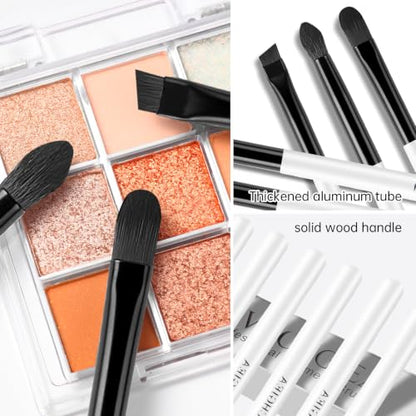 Eye Makeup Brush Set, 6 Pcs Professional Blending Eyeshadow Makeup Brushes for Concealer Eyebrows Eyeliner, Soft Hairs & Wood Handle…… (matte black 6pcs) - color: matte black 6pcs