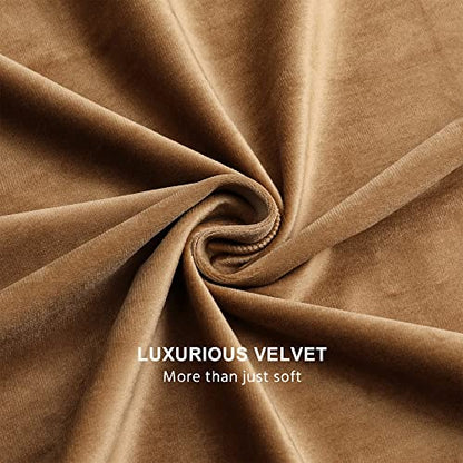 Benedeco Camel Velvet Blackout Curtains 52x84, 2 Panels | Elegant Room Darkening Thermal Insulated Noise Reducing Velvet Drapes with Back Tab and Rod Pocket for Living Room, Bedroom - color: Camel, size: 52"W x 84"L (Pack of 2)