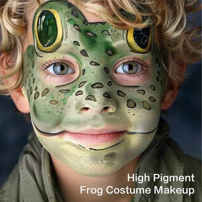 UCANBE Jungle Green Face Body Paint Makeup Foundation, Non-Toxic Cream Greasepaint, Face Painting Kit for for Kids & Adult Halloween Parties, Monster Witch Orcs Hulk Camo Hunting SFX Cosplay Costumes - color: Jungle Green