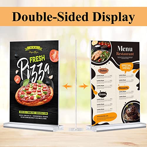 Acrylic Sign Holder 8.5 x 11 Inches, 12 Pack Clear Display Table Top Signs Stand, Double Sided Vertical Flyer Holder,Plastic Frames Paper Holder for Stores Home Office Menu Retail Show Fair - size: Vertical 12 Pack 8.5x11''