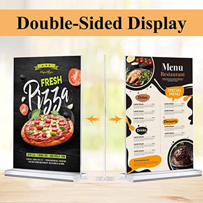 Acrylic Sign Holder 8.5 x 11 Inches, 12 Pack Clear Display Table Top Signs Stand, Double Sided Vertical Flyer Holder,Plastic Frames Paper Holder for Stores Home Office Menu Retail Show Fair - size: Vertical 12 Pack 8.5x11''