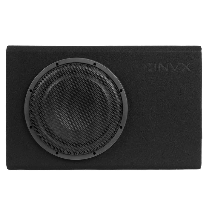 NVX 12" 1200W (350W RMS) Shallow Slot Ported Powered Subwoofer Enclosure | Built-in Amplifier, Metal Grille, Remote Bass Knob, Easy to Install in Cars & Trucks - size: Single 12"