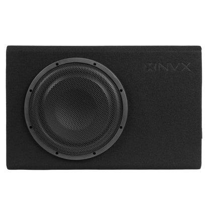 NVX 12" 1200W (350W RMS) Shallow Slot Ported Powered Subwoofer Enclosure | Built-in Amplifier, Metal Grille, Remote Bass Knob, Easy to Install in Cars & Trucks - size: Single 12"