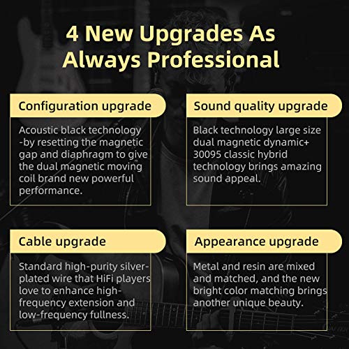 KZ ZSN PRO X Hybrid Banlance Armature with Dynamic in-Ear Earphone ERJIGO ZSNPROX 1BA+1DD HiFi Headset ZSNPRO X erabuds (with Mic, Golden) | HiFi Musician Monitor, Detachable 2-Pin Cable, Hybrid Dual Driver, Noise-Isolating, 10mm DD+BA, 3.5mm Wired - colo