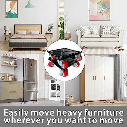 Furniture-Dolly-Furniture-Movers with-5-Wheels, Furniture Sliders Lifters Tool Set for Moving Heavy Duty, Furniture Dollies, Max Capacity 1650Ib Red - size: Medium-Red