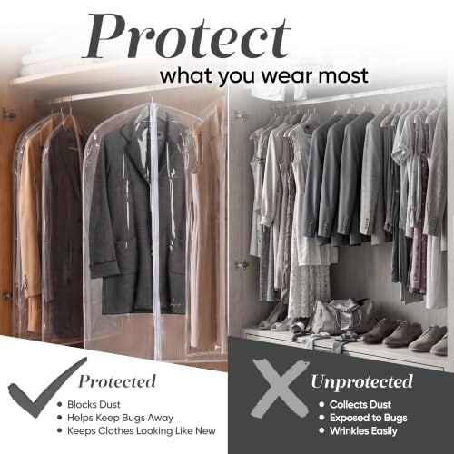 Handy Laundry Clear Vinyl Garment Bag - Protect Your Clothing While Traveling & Dust Free While Hanging in Your Closet. Ideal for Coats, Suits, Dresses or Gowns - Set of 2 (24 X 42 Inches) - size: 24" x 42", style: Clear Vinyl