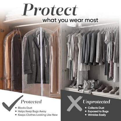 Handy Laundry Clear Vinyl Garment Bag - Protect Your Clothing While Traveling & Dust Free While Hanging in Your Closet. Ideal for Coats, Suits, Dresses or Gowns - Set of 2 (24 X 42 Inches) - size: 24" x 42", style: Clear Vinyl
