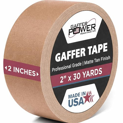 Gaffer Power Tan Gaffer Tape 2 Inch x 30 Yards, Pro Grade, Made in USA - color: Tan, size: 2 inches x 30 yards | 1 pack