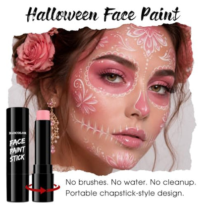 BADCOLOR Pastel Pink Face Body Paint, Highly Pigmented Body Paint Stick, Hypoallergenic & Waterproof Eye Black for Halloween Sugar Skull Broken Doll Pink Clown Costume - color: 1PCS Pastel Pink