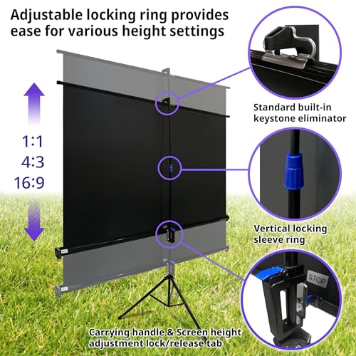 Elite Screens Tripod B, 71-INCH 1:1, Lightweight Pull Up Foldable Stand, Manual, Movie Home Theater Projector Screen, 4K / 8K Ultra HDR 3D Ready, 2-YEAR WARRANTY, T71SB-Z - color: Black, size: 71-inch/ 1:1, style: Tripod B