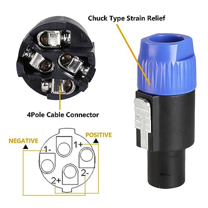 HBU 25 Packs 4 Pole Speakon Connectors - Twist Lock NL4FC Speak-On Connector Replacement - Compatible 4-Pole Plug for NL4FC, NL4FX, NLT4X, NL2FC, NL2FX Adapter (25 Pack) - size: 25 Pack