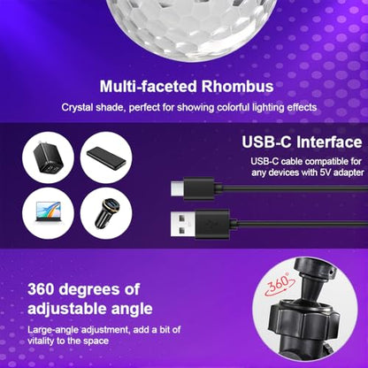 2-Pack Rechargeable Disco Ball Light Indoor Sound Activated Party Lights | Portable Party Lights Disco Ball Lights USB for Home Car Room Dance Gifts Birthday Karaoke Halloween Christmas Decorations