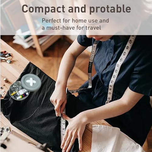Portable Sewing Kit, Travel Sewing Supplies with Thread, Needles, Scissors, Buttons, for Emergency Clothes Repair, Home, Travel, Beginners, Adults, Teens - Cute Cartoon Plastic Case (SILVER) - color: SILVER