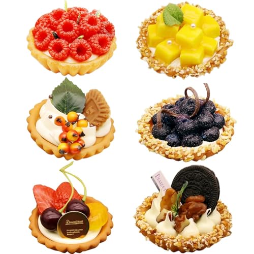 6Pcs Artificial Simulation Fake Cake Cupcakes Model, 3 inch Fake Pie Pastries Muffins Desserts, Realistic Faux Cake Food Props Fits for Photography Kitchen Home Wedding Display Bakery Party Decoration