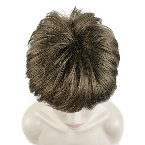Lydell Short Layered Shaggy Wavy Full Synthetic Wigs (10 Medium Golden Brown) - color: Medium Gold Brown #10