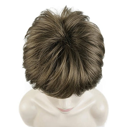 Lydell Short Layered Shaggy Wavy Full Synthetic Wigs (10 Medium Golden Brown) - color: Medium Gold Brown #10