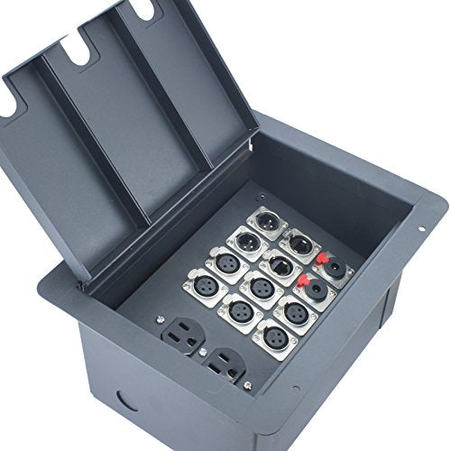 FBL12+AC Recessed Floor Box With 6 XLR Female, 2 XLR Male, 2 Ethernet, 2 TRS + Duplex AC (Standard: No Wires) - color: Standard: No Wires