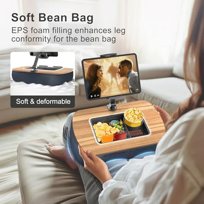 ERGONOV Tablet Pillow Stand for Lap, Adjustable iPad Holder with Snack Bowl | 360° Rotating Clip for 4.7-13" Kindle, Phone, iPad. Ideal for Hands-Free Reading and Relaxation on Bed, Couch, Recliner -Gray - color: Muted gray