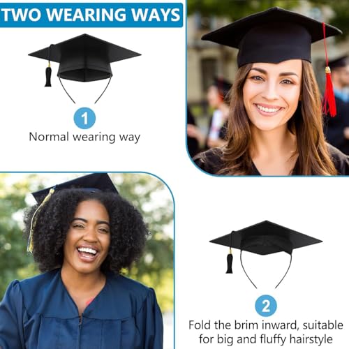 Graduation Cap Headband, 1PCS Black Circle Firm Anti-fall Hair Band for Graduation Hat, Graduation Gifts Hat Accessories for Graduates, Students, Women (Grad Cap Not Included) - color: Style 2