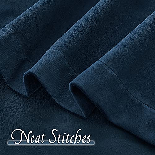 RYB HOME Navy Blue Velvet Curtains 63 inch Length 2 Panel Set, Room Darkening Window Curtains & Drapes with Rustproof Grommets Noise Reducing Opaque Velvet Drapes for Living Room, W52 x L63 inch - color: Navy Blue, size: 52"W x 63"L (Pack of 2)