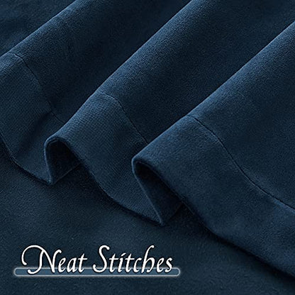 RYB HOME Navy Blue Velvet Curtains 63 inch Length 2 Panel Set, Room Darkening Window Curtains & Drapes with Rustproof Grommets Noise Reducing Opaque Velvet Drapes for Living Room, W52 x L63 inch - color: Navy Blue, size: 52"W x 63"L (Pack of 2)