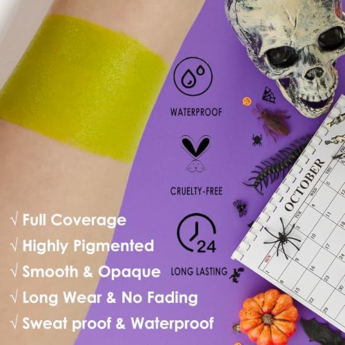 SUNNYVALE Halloween Monster Green Face Body Paint Stick, Ogre Green Eye Black Sticks for Sports, Hypoallergenic Foundation Wicked Witch Hulk Painting Makeup for Cosplay Costume - color: Monster Green