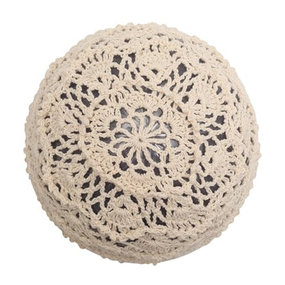 ZLYC Women Cotton Crochet Slouchy Beanie Hat Handmade Knit Summer Skull Cap | Lightweight breathable,boho casual chic look,travel photos festival party,café commute daily wear,beach concert gathering - color: Knitted Beige