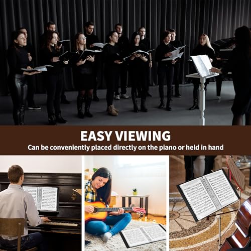 80 Sleeves Sheet Music Binder 8.5"x11" Sheet Music Folder with Elastic Band | Black Sheet Music Protective Sleeves Binder with Plastic Sleeves for Audition,Orchestra,Piano, Choir, Stand