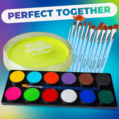 Blue Squid Face Paint Water Based Single Cake Professional Face Paint & Body Paint - Water Activated, Kids Adults Face Painting for Costume, Halloween Makeup, Cosplay - UV Pastel Yellow Face Paint 30g - color: UV Pastel Yellow