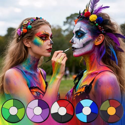 Black White Red Face Body Paint, Professional 6 Colors Body Paint SFX Makeup Palette， Cream Water Based Face Paint for SFX Halloween Cosplay Joker Zombie Vampire Skeleton Clown Vampire Makeup - color: Vampire Makeup