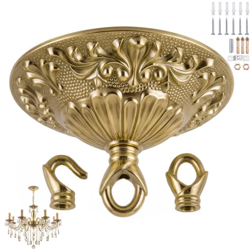 Flutesan 5.51" Brass Chandelier Canopy Kit with Hooks Holds 55 Lbs