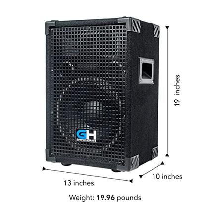 Grindhouse Speakers - GH10L-Pair - Pair of Passive 10 Inch 2-Way Loudspeaker Cabinet - 600 Watt each Full Range PA/DJ Band Live Sound Speaker - size: Pair