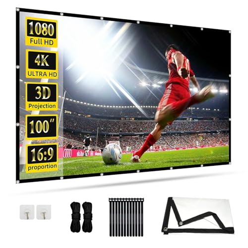 120 inch Projection Screen 16:9 Foldable Anti Light Portable Projector Movies Screens for Home Theater Outdoor Indoor Support Front Projection