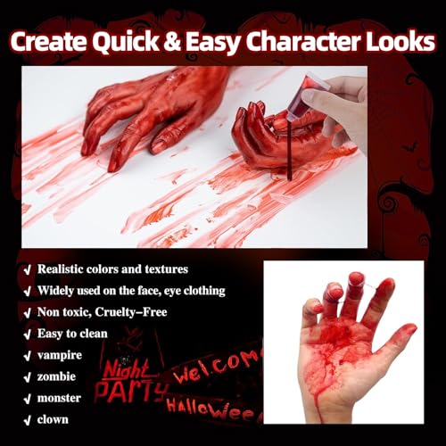 Zombie Makeup Kit - Professional SFX Makeup Set with 4 Color Face Body Paint, Liquid Latex, Fake Blood, Scar Wax for Halloween, Vampire, Clown Cosplay - color: Halloween Zombie Makeup Kit