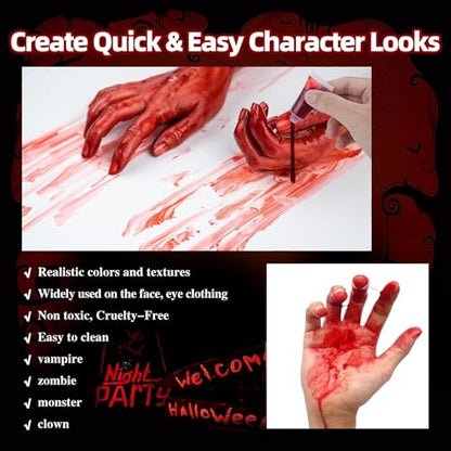 Zombie Makeup Kit - Professional SFX Makeup Set with 4 Color Face Body Paint, Liquid Latex, Fake Blood, Scar Wax for Halloween, Vampire, Clown Cosplay - color: Halloween Zombie Makeup Kit