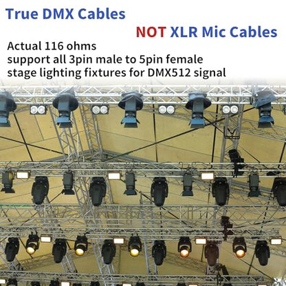 SMALL-EYE 5 Pin Female to 3 Pin Male DMX Adapter Cable 1ft 2-Pack - color: 5 Pin Female to 3 Pin Male