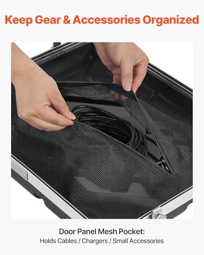 VEVOR 8U Rack Case, Standard 19 in Depth, Rolling Server Cabinet with Wheels, ABS Construction, Retractable Handle, Latches, for Amplifier (7U Rack Space + 1U Wheel Space), 18.4 in Internal Depth - size: 24.41 x 16.54 x 21.85 Inches
