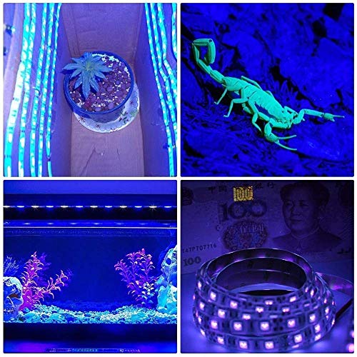 UV Light Strip USB UV Black Light Strip DC5V 390nm-400nm 6.56FT/2M SMD 2835 120LEDs IP65 Waterproof Super Bright LED Strip Lights, for Fluorescent Dance Party Body Paint Stage Lighting